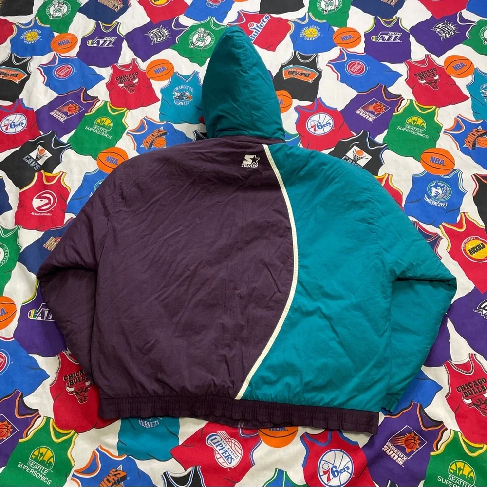 Vintage STARTER Mighty Ducks Big Logo Puffer Coat RARE Grail - Picture 2 of 6